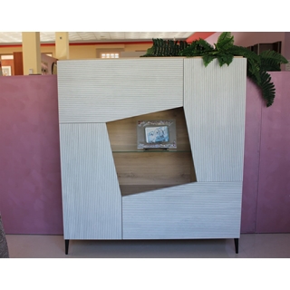 00_Mueble auxiliar en color madera con rayas blancas - Imagen 1