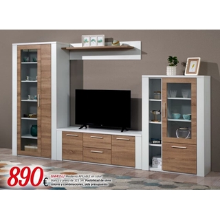 Mueble apilable de salón color blanco y arena - Imagen 1