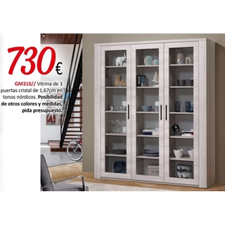 Vitrina de 3 puertas de cristal en tonos nórdicos - Imagen 1